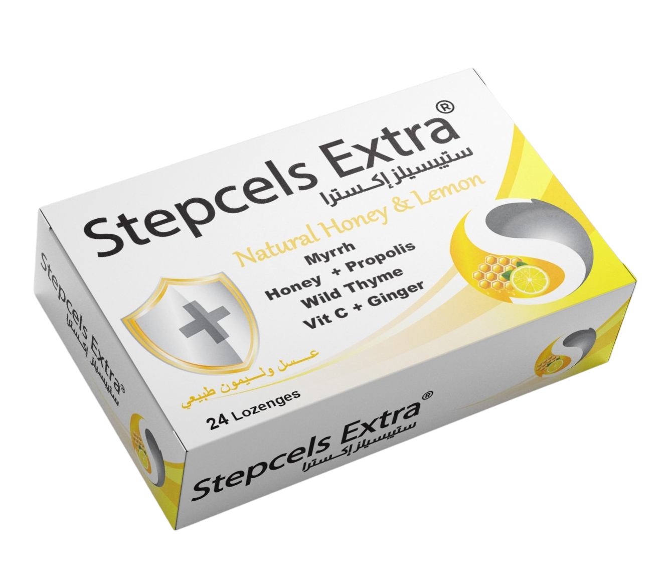 Stepcels Extra Natural Honey & Lemon Lozenges pack by MADA Pharmaceuticals — 24 Lozenges for respiratory care