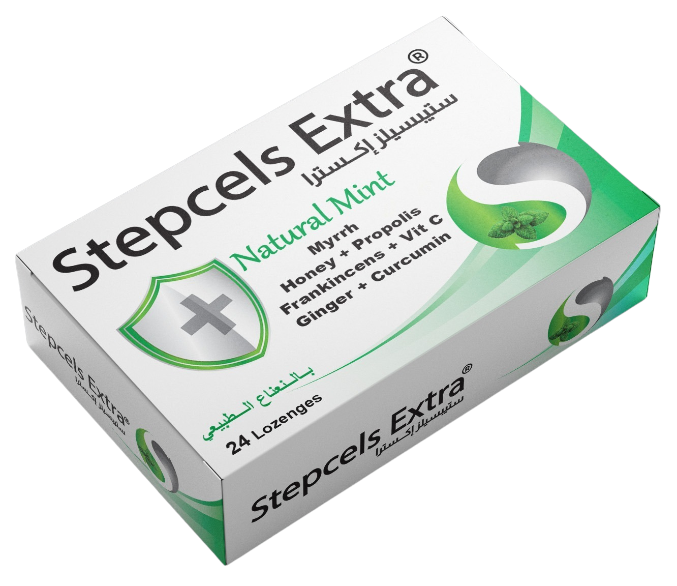 Stepcels Extra Natural Mint Lozenges pack by MADA Pharmaceuticals — 24 Lozenges for respiratory care