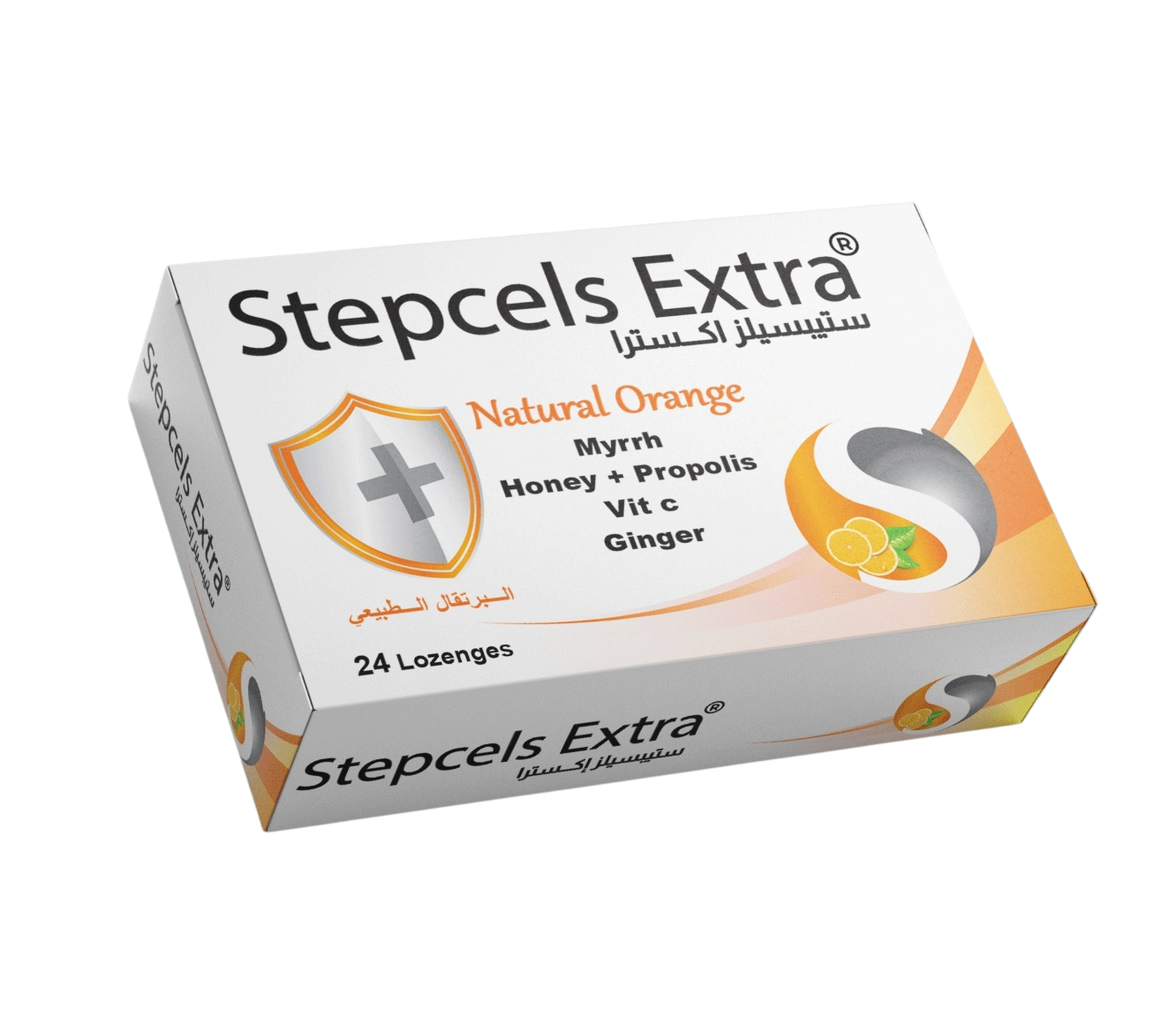 Stepcels Extra Natural Orange Lozenges pack by MADA Pharmaceuticals — 24 Lozenges for immunity & wellness